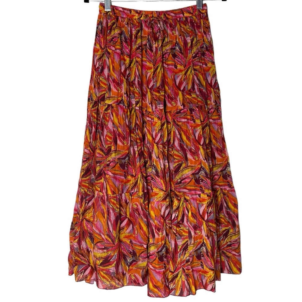 Jane Ashley 100% Cotton Maxi Skirt Size Small Red & Orange